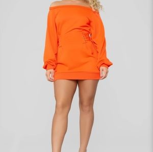 Orange corset sides dress